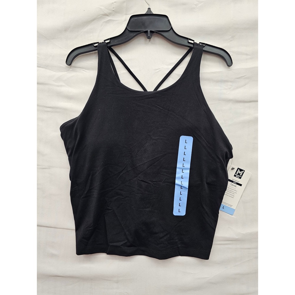 Member's Mark Womens Zen Tank Top Black Nylon Blend Athletic Size Large